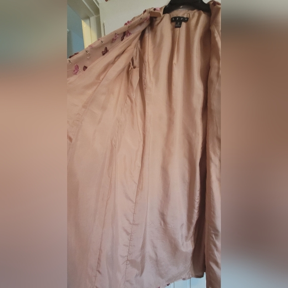 HYPE Vintage Silk Embroidered Dress Coat, Mauve/Wine/Pink, Size Large - Picture 8 of 15